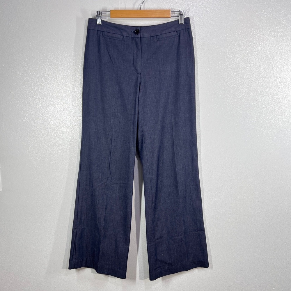 J.Jill Stretch Dress Pants Women 8 Blue Melane Straight Leg Work Career‎ Slacks